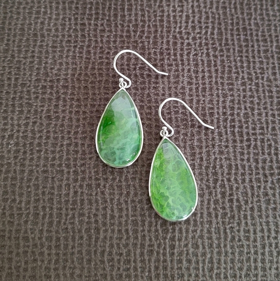Iris & Lily Moss Green💚 Agate Earrings - Picture 13 of 16